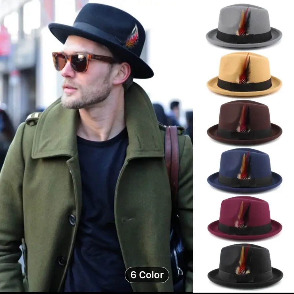 Men’s Fedora Hat.Multi Colors:Yellow